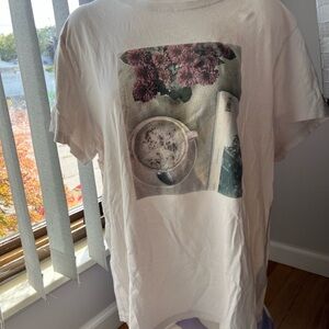 Abercrombie & Fitch Cream Coffee & Flowers Graphic T-Shirt